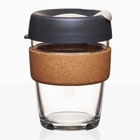 Glass Coffee Cup with Cork Sleeve and Silicone Lid (350ml)
