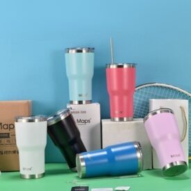 Maps Vacuum Stainless Steel Tumbler Mug with Straw Type A